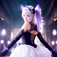 出力実験（女の子/紫/黒） Realistic Vision V1.3